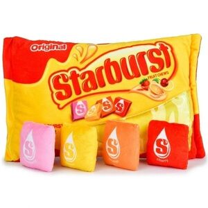 NWT Iscream Starburst Plush Stuffed Pillow Food Themed, 4 Candy Inserts Included
